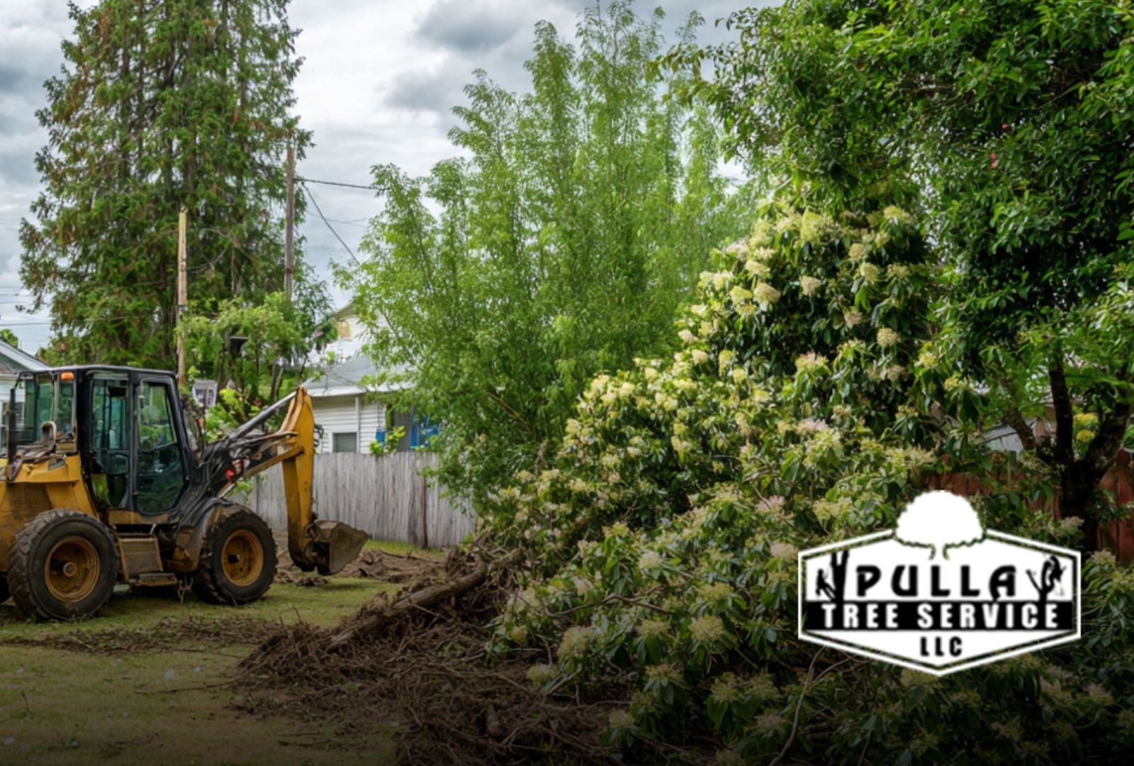 Hydrangea Tree Removal in a yard with safe and careful cleanup
