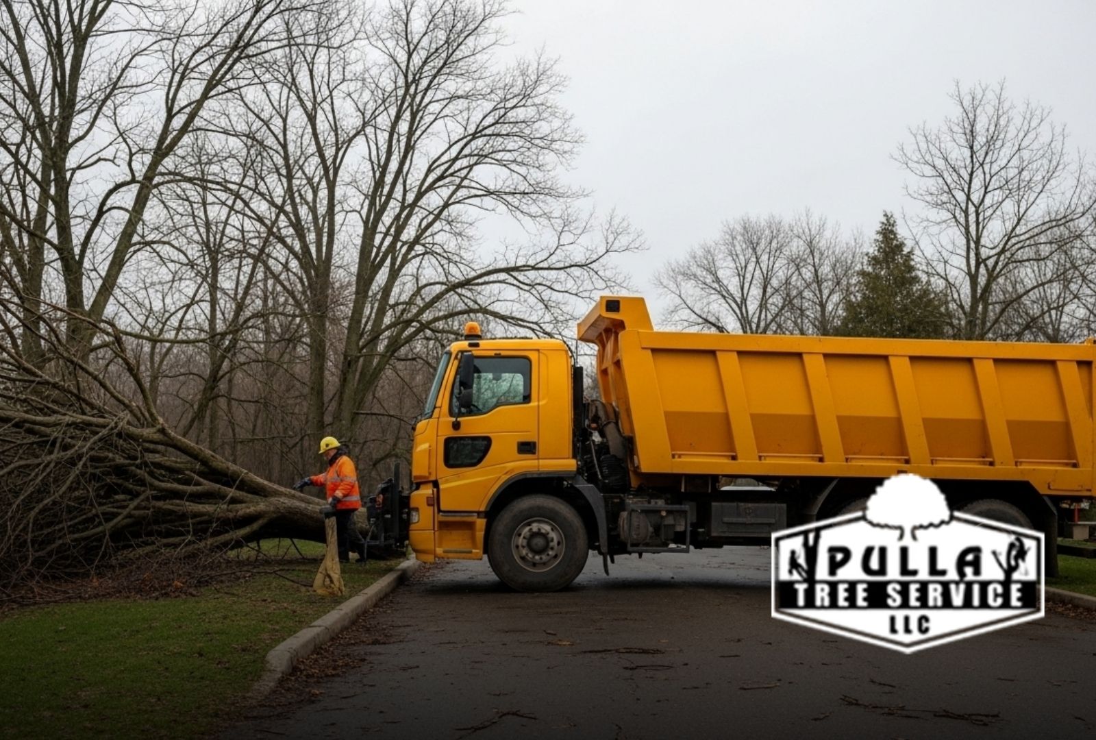 emergency storm clean up in Shelton CT removing debris from a blocked driveway