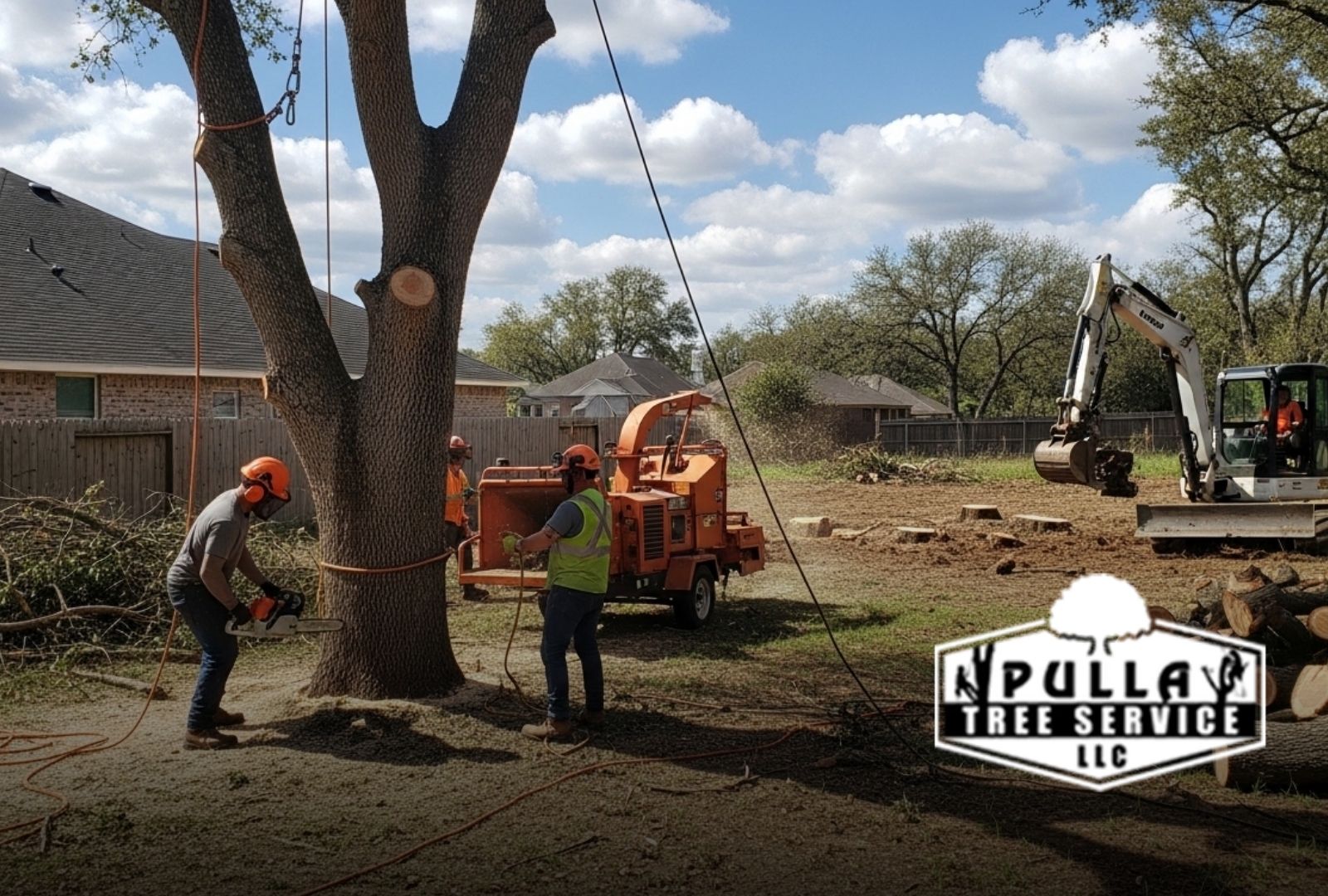tree removal and lot clearing services preparing a residential property