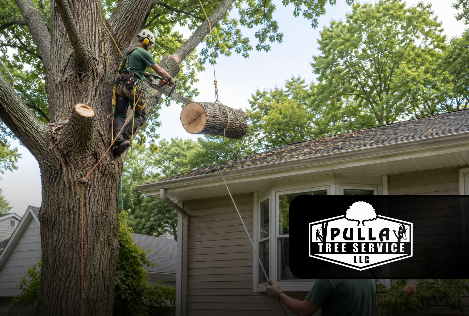 Tree removal for roof protection near a residential home