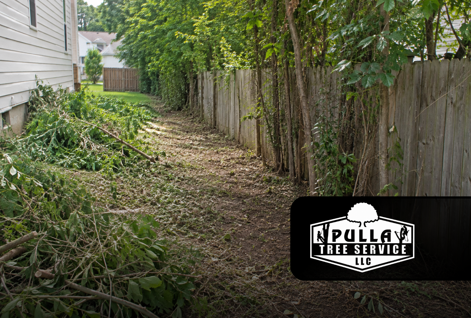Lot clearing for property line access along a residential boundary